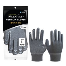 MEGA GRIP 聚酯纖維點點塗層手套 L, 灰色, 10個