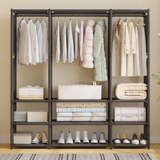 Growthome 免螺絲鋼製組裝式系統衣架, 黑色