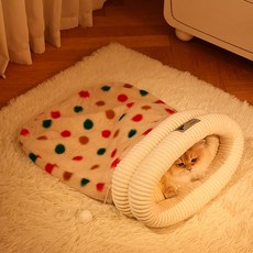 파스텔펫 반려동물 극세사 숨숨집, 도트, 1개