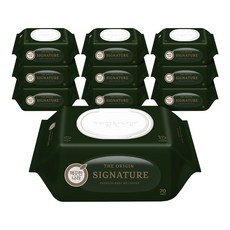 깨끗한나라 유아용 베이비 케어 디오리진 시그니처 물티슈 캡형, 75g, 70매, 10개