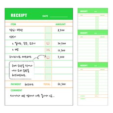 Bfancy 螢光收據造型便條紙 S, 混合顏色, 4個, 60張