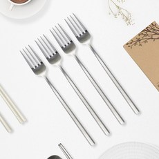 RAONNURI 可用於洗碗機的Reve彩色叉子, 銀色, 4個