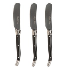 르리에 알비스 디저트 버터나이프, 블랙, 3개