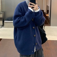 INFIOUS 男款海洋V領寬鬆開襟衫