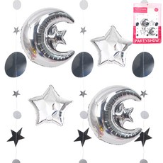 PARTYSHOW 月亮與星星裝飾套組, 1套, 銀色