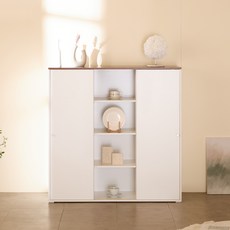 제이디퍼니처 스르륵 키높은 와이드 1200오픈 수납장 슬림폭 방문설치, 멀바우 화이트