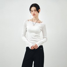 몽돌 여성용 보트넥 레이어드 나시 + 골지 티셔츠 세트 DTS087