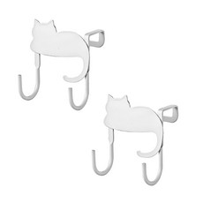 小麥購物 鐵藝貓咪門後掛鉤 雙鉤款 G879 50g, 白貓, 2個