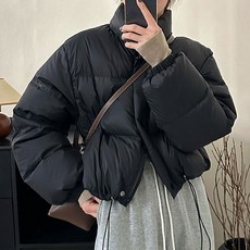 女款高領簡約短版鋪棉外套