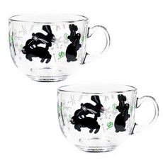 ROMANE 小動物圖案玻璃麥片杯, 2個, Paige