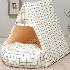 Dooki Pet 露西三角軟墊屋, 象牙白, 1個