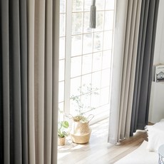 VIEW HOUSE 勞埃德抗UV雙色穿孔遮光窗簾, 炭灰色