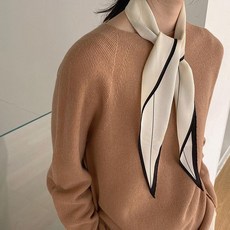 PEONIST 菱形撞色絲質小領巾