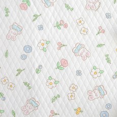 Lily Fabric 絎縫大丸兔兔花園有機棉布料, 1個, 白色象牙白