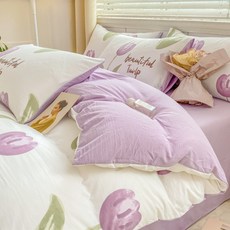 언헤브 러블리 침대 이불 커버, G 튤립 퍼플