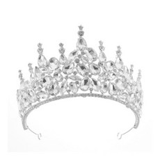 派對用品 髮飾 婚禮 水鑽 皇冠, 銀色, 1個