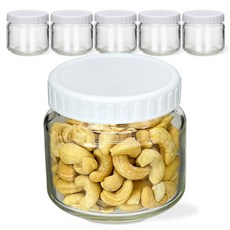 미르코리아 실리콘링 플라스틱 뚜껑 유리병 원형 화이트 SG210, 6개, 150ml