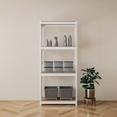 SPEEDRACK 免螺絲組裝式鋼製角鋼層架, 白色, 4層