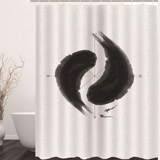 水墨羅盤印花浴簾 A_RD_694, 1個