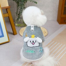 DING DONG PET 寵物胸背帶 星之國狗狗 Tok Tok T恤, 灰色, 1個