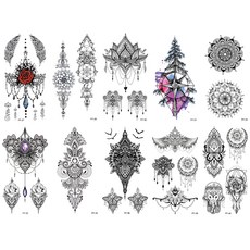 趣味賣家 紋身刺青貼紙 9件組, 黑白 10張, 1套