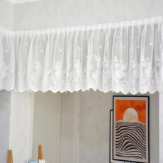 Wellot 花朵半截式白色復古迷你廚房短簾, B款