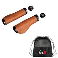 GUB Naya Style 皮革自行車車把把手 2p + 獨家袋套組 CYYP-65PU, 棕色（手柄）, 1套