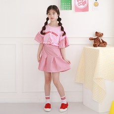 나나주니 여아용 퍼피 미니 체크 코디 상하의 세트