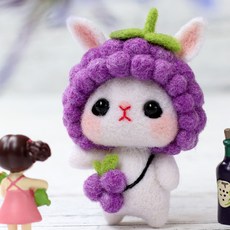 ARTJOY 羊毛氈動物娃娃DIY組, 1組, 葡萄頭飾兔子款