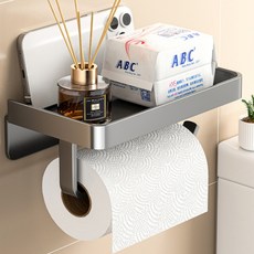 PEONIST 壁掛式浴室收納衛生紙架, 灰色, 1個