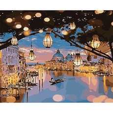 Aiemmini DIY 星光畫+光纖心情燈套組 40 x 50cm, 燈籠與城市