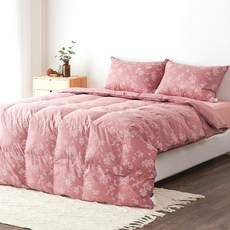 라뽐므 리플라워 이불 한겨울용 노르빅 이불커버 세트 1.5kg, 드라이로즈(이불), 애쉬그레이(이불커버)