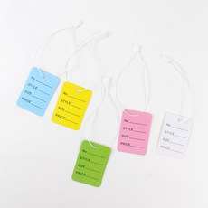 Inp 價格標籤 3.5 x 5 cm 5款 x 100張 + 吊牌繩 1000條 套組, 1套, 混合顏色(素面標籤), 白色(吊牌繩)