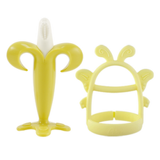 AGAFURA 香蕉固齒器+蝴蝶手環固齒器+雪人收納盒, 無奶嘴, 黃色, 1組