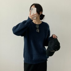 여성용 럽스 쉬린 보송 베이직 라운드 데일리 니트