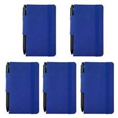 標準筆環綁帶精裝筆記本 S迷你 192張 + 3色原子筆套組, 藍色, 5套