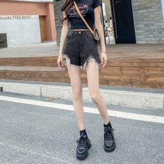 데이소이 여성용 와이드 빈티지 데님 숏 팬츠