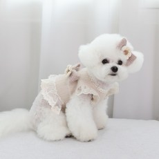 RITOGATO 寵物 Pilly 荷葉邊短版 T 恤, 米色, 1個