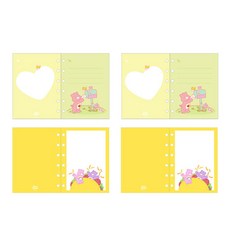 Care Bears 迷你6孔活頁補充內頁 粉彩便條紙 2入 + 邊框筆記 2入 組合, 16張