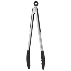 EXCELSA 不沾餐夾35cm 防滑耐熱鋸齒夾 料理食物夾 烤肉夾, 黑色, 1支