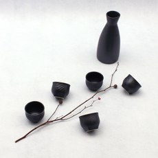 Dalsogum 韓國製全黑德利瓶套組, 1套, 酒杯5入 + 德利瓶