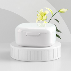 Steadial 方形雙層矯正器假牙收納盒, 白色, 1個