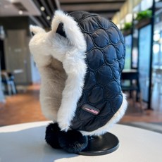 Parajuni 女性用水滴絎縫刷毛防寒自行車運動帽 HJ0878, 黑色, 1個