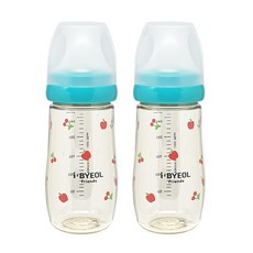 iBYEOL Friends 韓國製造 嬰兒蘋果櫻桃 PPSU 奶瓶 270ml 雙入組, 不含奶嘴, 環保薄荷綠, 2個