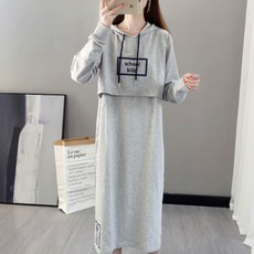 孕婦連帽長袖連身裙