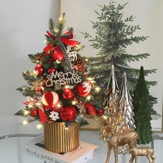 Garden in the City 免DIY 手工成品聖誕樹 金色馬口鐵盆 套組, 紅色