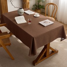 맙소샵 내추럴 무지 패브릭 식탁보 HR2702, 브라운, 1개, 140 x 180 cm