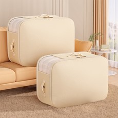 Ants 瞬效節省空間 透明視窗棉被&衣物壓縮收納箱 米色, 2個, 1入