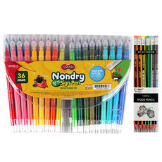 DONG-A Toru 不易乾香氣簽字筆 36色 + Tucobi Coma 三角橡皮擦鉛筆 SG-208 12支組, 混合色, 1套