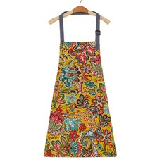 Hesei 民族風繞頸帆布防水廚房圍裙, 1個, 普特里斯黃